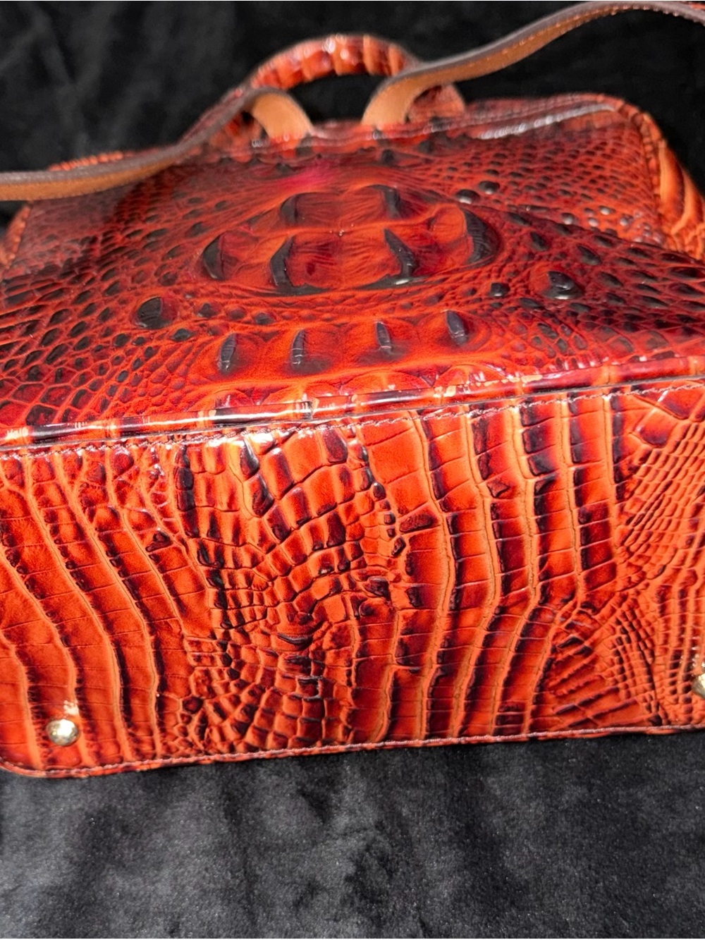 Brahmin Croc-Embossed Burnt Orange Leather Backpack - Picture 10 of 10